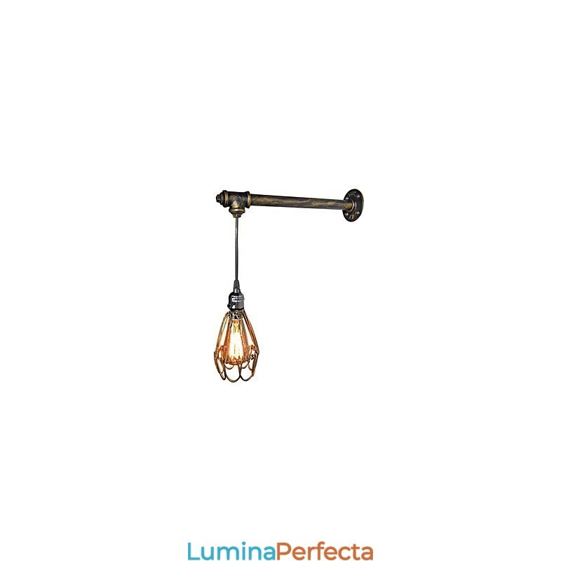 Lampă de perete vintage la mansardă, restaurant, cafenea, coridor, bar, cușcă de fier, lampă de perete, industria Iluminat cu țevi de fier