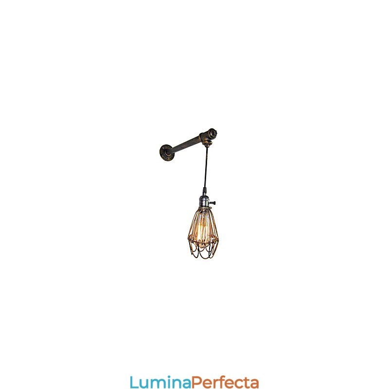 Lampă de perete vintage la mansardă, restaurant, cafenea, coridor, bar, cușcă de fier, lampă de perete, industria Iluminat cu țevi de fier