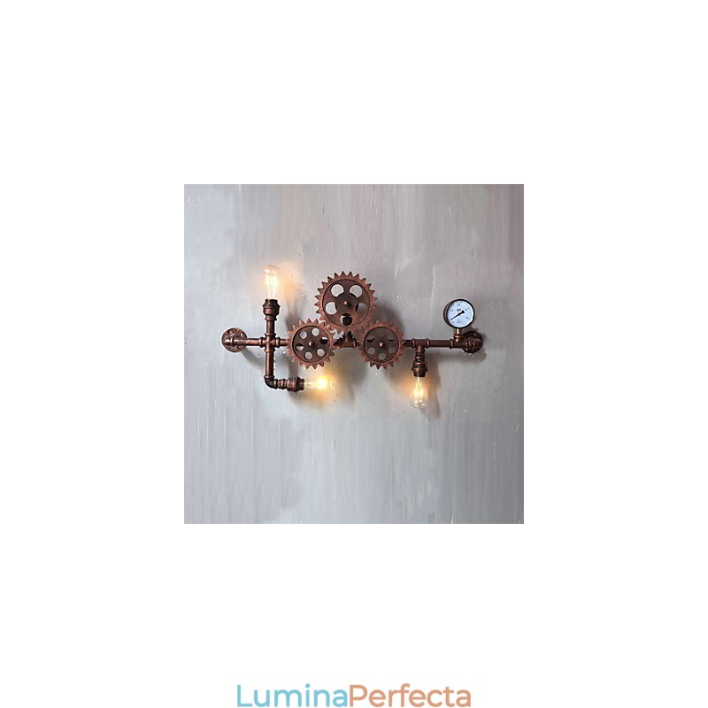 Aplice de perete cu țeavă industrială de epocă Forma roată din lemn Lumini rotative creative Restaurant Cafe Bar Iluminat decorativ