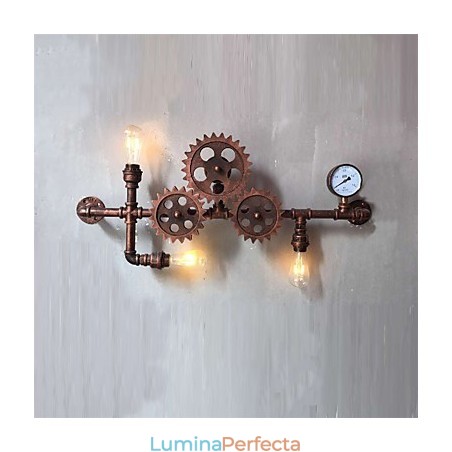 Aplice de perete cu țeavă industrială de epocă Forma roată din lemn Lumini rotative creative Restaurant Cafe Bar Iluminat decorativ Aplice de perete cu țeavă industrială de epocă Forma roată din lemn Lumini rotative creative Restaurant Cafe Bar Iluminat decorativ