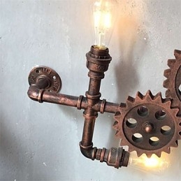 Aplice de perete cu țeavă industrială de epocă Forma roată din lemn Lumini rotative creative Restaurant Cafe Bar Iluminat decorativ