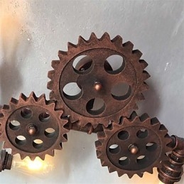 Aplice de perete cu țeavă industrială de epocă Forma roată din lemn Lumini rotative creative Restaurant Cafe Bar Iluminat decorativ