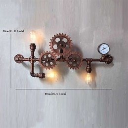 Aplice de perete cu țeavă industrială de epocă Forma roată din lemn Lumini rotative creative Restaurant Cafe Bar Iluminat decorativ