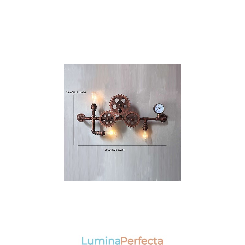 Aplice de perete cu țeavă industrială de epocă Forma roată din lemn Lumini rotative creative Restaurant Cafe Bar Iluminat decorativ
