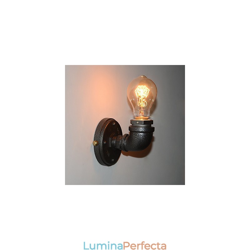Lampă de perete decorativă cu țeavă de fier industrială simplă, retro