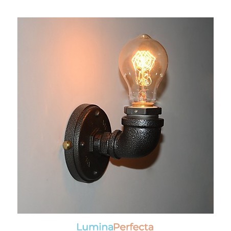 Lampă de perete decorativă cu țeavă de fier industrială simplă, retro Lampă de perete decorativă cu țeavă de fier industrială simplă, retro