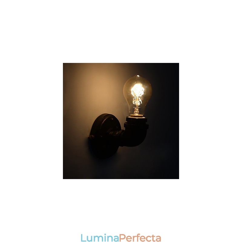 Lampă de perete decorativă cu țeavă de fier industrială simplă, retro