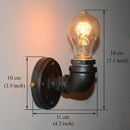 Lampă de perete decorativă cu țeavă de fier industrială simplă, retro