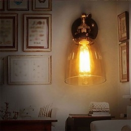 Applique de perete din sticlă Industrial Edison Simplicity Capac cu bază metalică Sufragerie Cameră de studiu Birou Lumină de perete pe hol