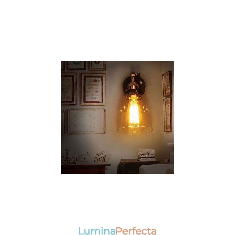 Applique de perete din sticlă Industrial Edison Simplicity Capac cu bază metalică Sufragerie Cameră de studiu Birou Lumină de perete pe hol