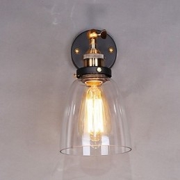 Applique de perete din sticlă Industrial Edison Simplicity Capac cu bază metalică Sufragerie Cameră de studiu Birou Lumină de perete pe hol