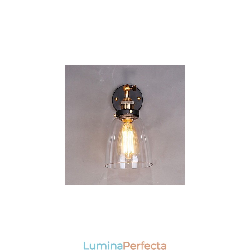 Applique de perete din sticlă Industrial Edison Simplicity Capac cu bază metalică Sufragerie Cameră de studiu Birou Lumină de perete pe hol
