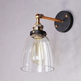 Applique de perete din sticlă Industrial Edison Simplicity Capac cu bază metalică Sufragerie Cameră de studiu Birou Lumină de perete pe hol