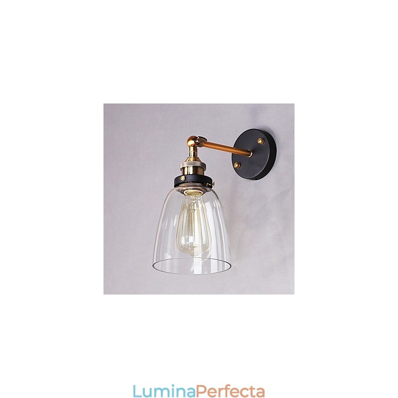 Applique de perete din sticlă Industrial Edison Simplicity Capac cu bază metalică Sufragerie Cameră de studiu Birou Lumină de perete pe hol