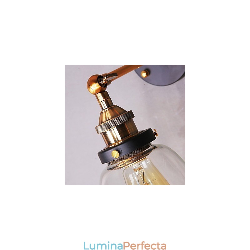 Applique de perete din sticlă Industrial Edison Simplicity Capac cu bază metalică Sufragerie Cameră de studiu Birou Lumină de perete pe hol
