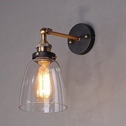 Applique de perete din sticlă Industrial Edison Simplicity Capac cu bază metalică Sufragerie Cameră de studiu Birou Lumină de perete pe hol