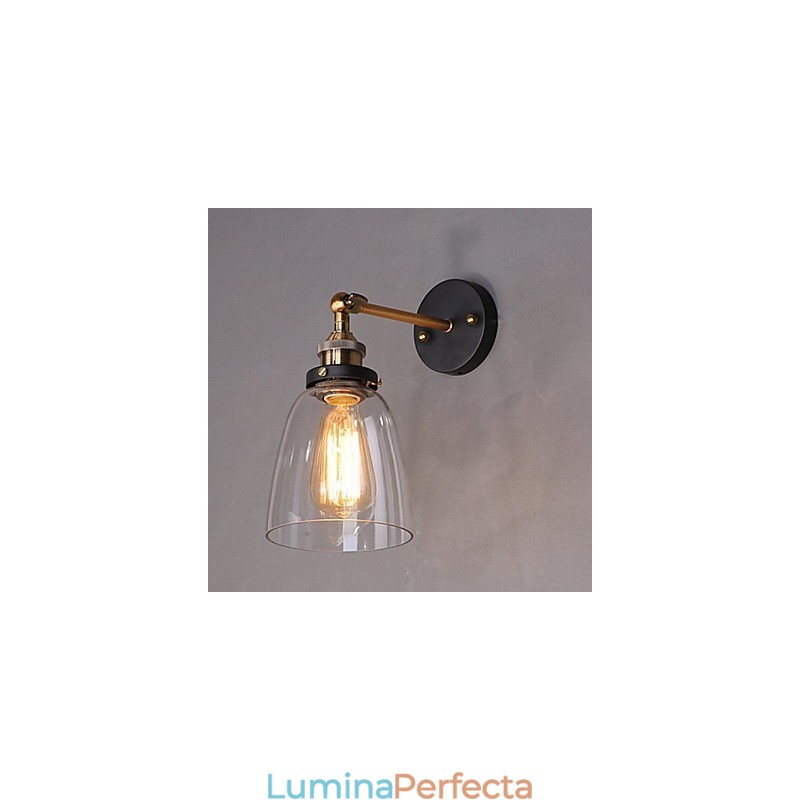 Applique de perete din sticlă Industrial Edison Simplicity Capac cu bază metalică Sufragerie Cameră de studiu Birou Lumină de perete pe hol