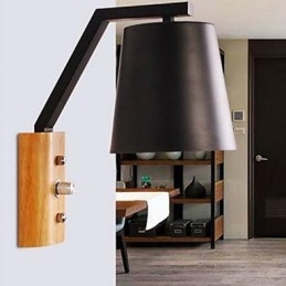 Personalitate creativă, lemn cald, fier, comutator lampă pentru pat cu studiu nordic pe coridor