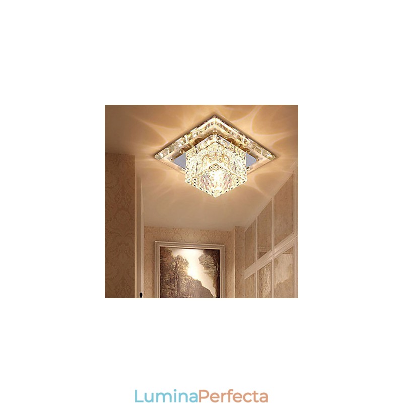 Mini Plafoniera din Cristal Spot 3W Lampă Creativă Tubă Lumină Colorată Cupolă pătrată
