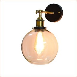Aplică de perete din fier, neagră, simplă, retro, aplică decorativă cu un singur cap, în stil european