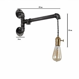 Aplice de perete cu țeavă industrială vintage cu comutator Lumini creative Restaurant Cafe Bar Iluminat de decorare cu finisaj vopsit cu 1 lumină