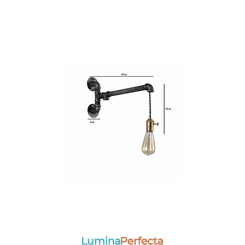 Aplice de perete cu țeavă industrială vintage cu comutator Lumini creative Restaurant Cafe Bar Iluminat de decorare cu finisaj vopsit cu 1 lumină