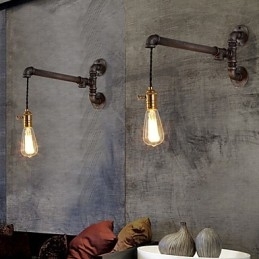 Aplice de perete cu țeavă industrială vintage cu comutator Lumini creative Restaurant Cafe Bar Iluminat de decorare cu finisaj vopsit cu 1 lumină