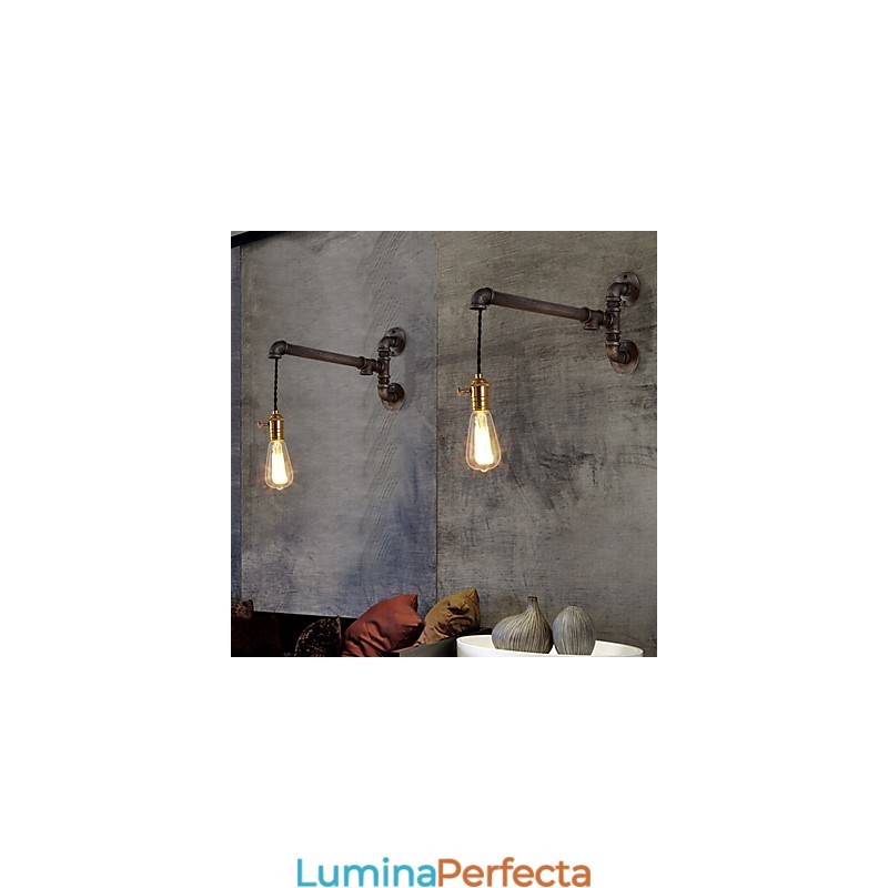 Aplice de perete cu țeavă industrială vintage cu comutator Lumini creative Restaurant Cafe Bar Iluminat de decorare cu finisaj vopsit cu 1 lumină