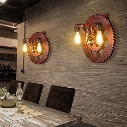 Aplice Industriale Vintage 2 Capete Lumini Din Lemn Forma Unelte Restaurant Cafe Bar Decorare Aplice Perete