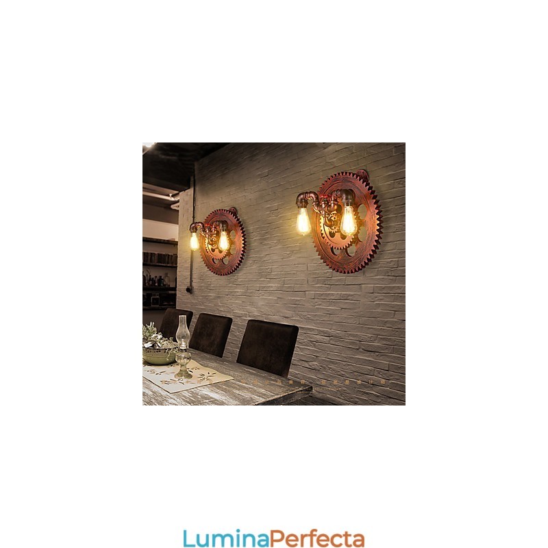 Aplice Industriale Vintage 2 Capete Lumini Din Lemn Forma Unelte Restaurant Cafe Bar Decorare Aplice Perete