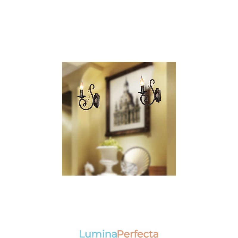 Lampă de perete mini retro, hol, metal în formă de lumânare