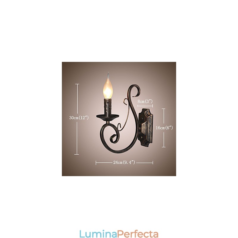 Lampă de perete mini retro, hol, metal în formă de lumânare