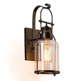 Lanternă industrială retro pentru mansardă, 1 lumină, cu sticlă transparentă