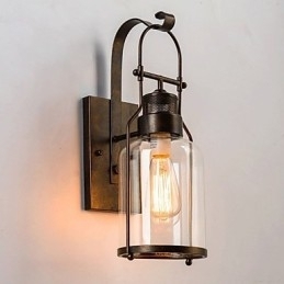 Lanternă industrială retro pentru mansardă, 1 lumină, cu sticlă transparentă