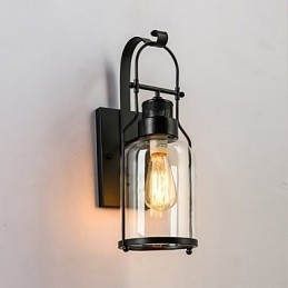 Lanternă industrială retro pentru mansardă, 1 lumină, cu sticlă transparentă