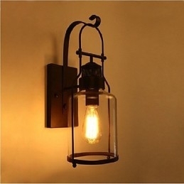 Lanternă industrială retro pentru mansardă, 1 lumină, cu sticlă transparentă