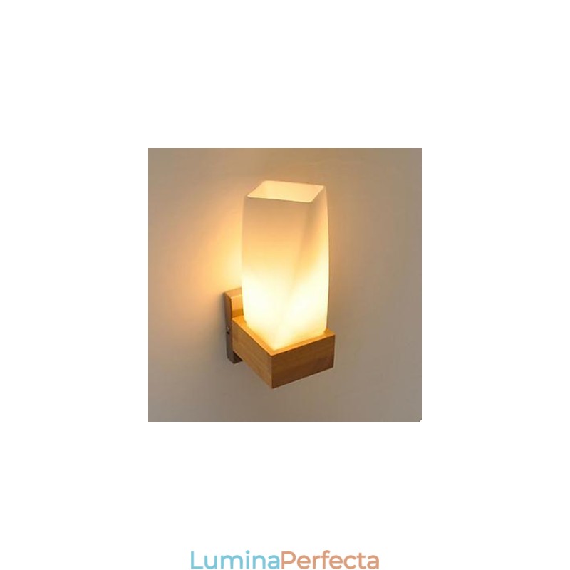 Simplitate Nordic Lemn Artă Sufragerie Coridor Balcon Sticlă Lemn Mass Lampă De Perete De Dormitor Capul Patului