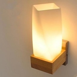Simplitate Nordic Lemn Artă Sufragerie Coridor Balcon Sticlă Lemn Mass Lampă De Perete De Dormitor Capul Patului