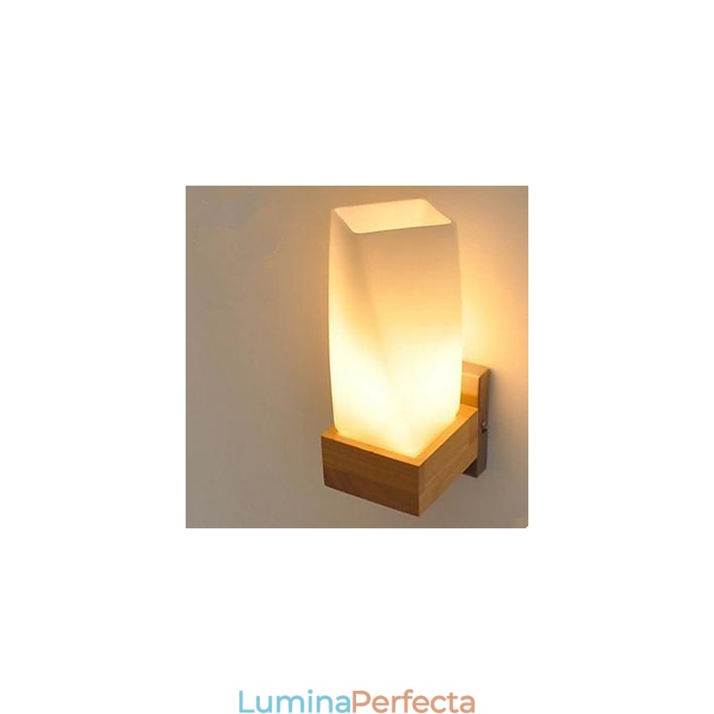 Simplitate Nordic Lemn Artă Sufragerie Coridor Balcon Sticlă Lemn Mass Lampă De Perete De Dormitor Capul Patului