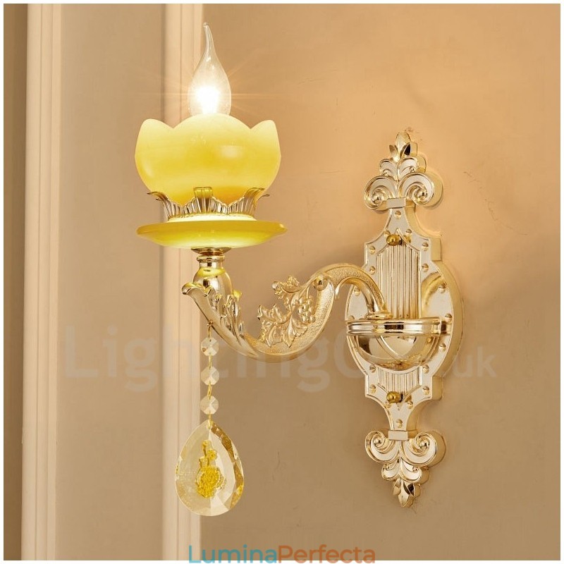 Single Light Tradițional Clasic Sufragerie Sufragerie Cameră Dormitor Metal de lux Aplice de interior