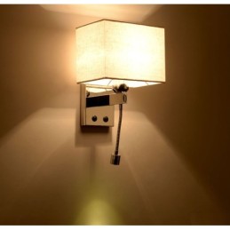 Camera de hotel modernă, lectură, țesătură creativă, coridor, balcon, lampă de perete