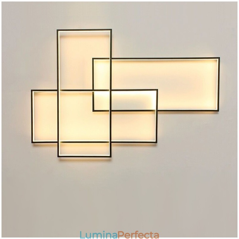 Plafoniera modernă, contemporană, cu pictură din aluminiu, Lampă de perete cu montare încasată, cu dimmer cu telecomandă pentru camera de zi, dormitor
