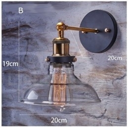 Aplica de perete pentru dormitor rustic Lodge cu 1 lumina cu abajur din sticla