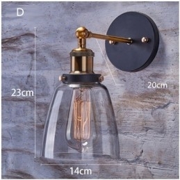 Aplica de perete pentru dormitor rustic Lodge cu 1 lumina cu abajur din sticla