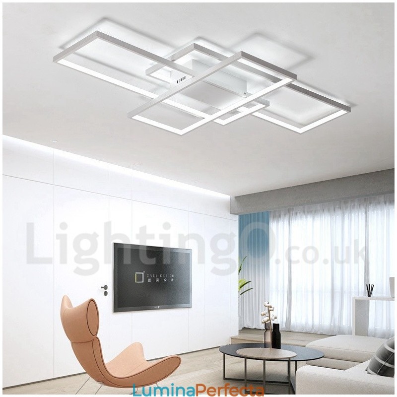 Plafoniera modernă, contemporană, cu pictură din aluminiu, Lampă de perete cu montare încasată, cu dimmer cu telecomandă pentru camera de zi, dormitor, poate fi folosită și ca lumină de perete