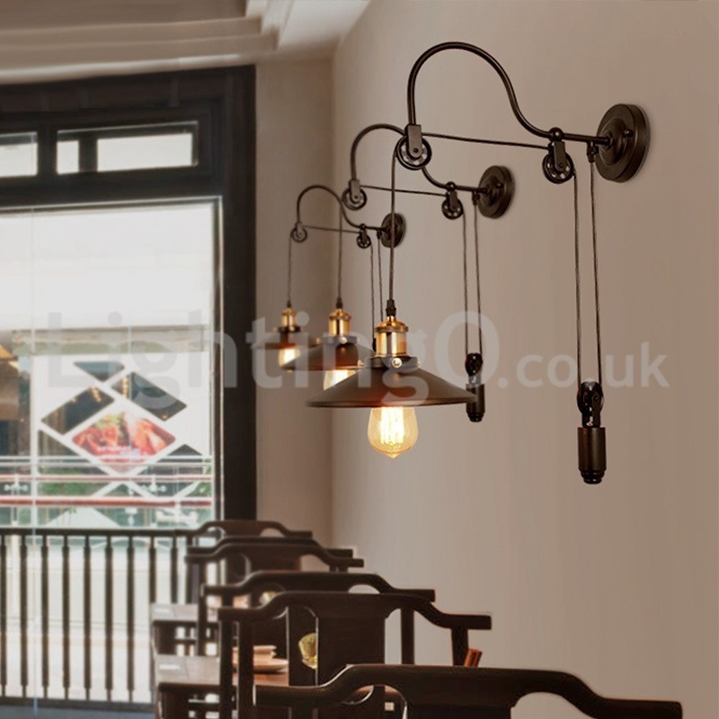 Aplice retro cu montare pe culoar, bar, cafenea, dormitor, studio, aplic cu scripete