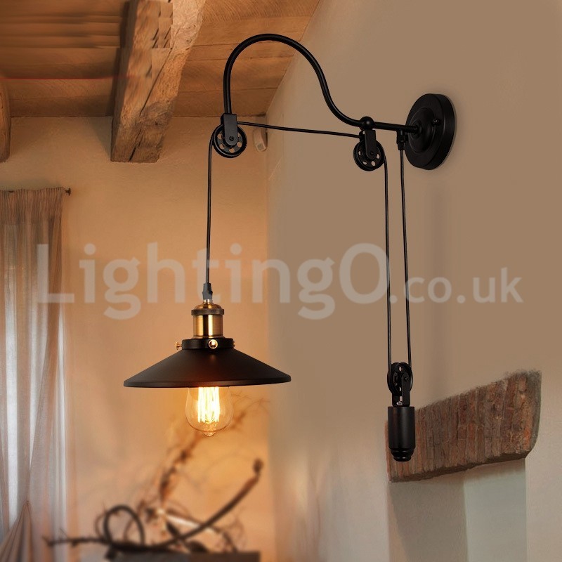 Aplice retro cu montare pe culoar, bar, cafenea, dormitor, studio, aplic cu scripete