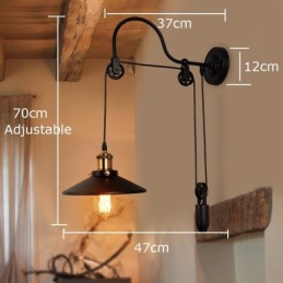 Aplice retro cu montare pe culoar, bar, cafenea, dormitor, studio, aplic cu scripete