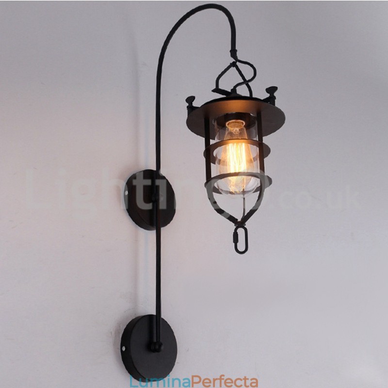 Lampă de perete retro Dock Applique de perete Black Wharf Dock Sconce Restaurant Living Cafe Bar Magazin de îmbrăcăminte