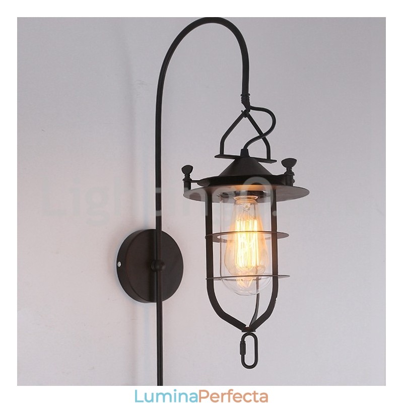 Lampă de perete retro Dock Applique de perete Black Wharf Dock Sconce Restaurant Living Cafe Bar Magazin de îmbrăcăminte